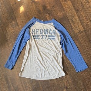 Next Level Apparel Blue and Gray Men's Raglan Tee